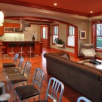 Dining room and kitchen in luxury custom built Chevy Chase home, Maryland